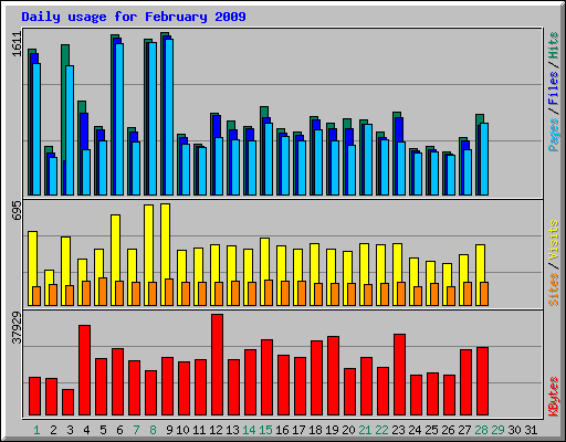 Daily usage for February 2009