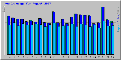 Hourly usage for August 2007