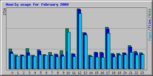 Hourly usage for February 2009