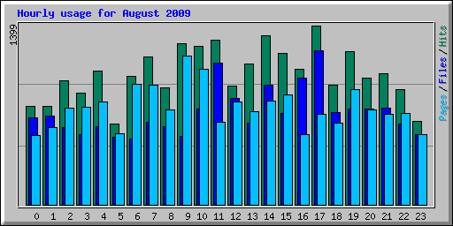 Hourly usage for August 2009